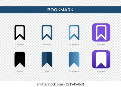 bookmark icon in different style. bookmark vector icons designed in outline, solid, colored, gradient, and flat style. Symbol, logo illustration. Vector illustration