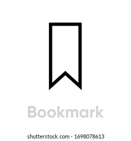 Bookmark icon. Editable Line Vector. Flat sign mark linear pictogram isolated on white background. Single Pictogram.