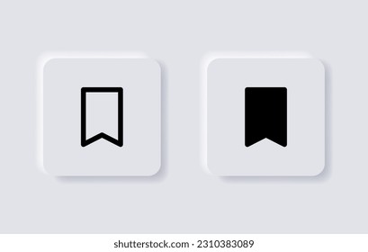 icono de marcador, iconos de etiqueta favoritos. signo de guardado de cinta. botón guardar icono - botones de neumorfismo de vector 3D diseño neumórfico