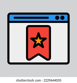 Bookmark icon in filled line style about browser, use for website mobile app presentation