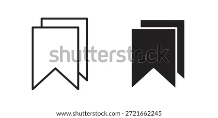 Bookmark icon flat and thin stroke vector pack. Editable icons set
