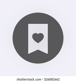 Bookmark icon with heart in circle . Vector illustration