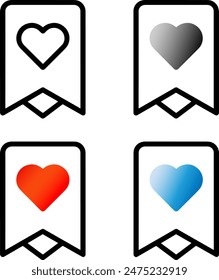 bookmark icon with heart. favorite icons symbol - add to favorites with heart symbol. vector illustration