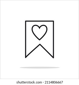 Bookmark icon with heart, flat minimalist design eps 10