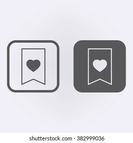 Bookmark icon with heart symbol . Vector illustration