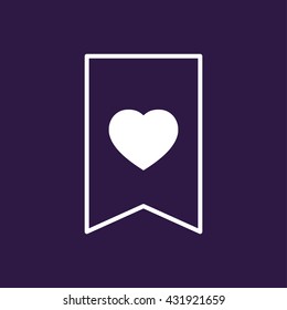 Bookmark icon with heart symbol . Vector illustration