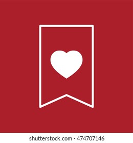 Bookmark icon with heart symbol . Vector illustration