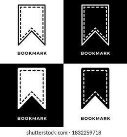 Bookmark Icon Line Black and Glyph Style. Label Marker Illustration Concept Vector. Mark Sticker Icon Symbol