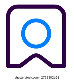 Lesezeichen-Symbol. Eine lineare Vektorgrafik eines Lesezeichens, einzeln auf weißem Hintergrund.