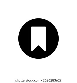 Bookmark icon on black circle. Favorite, save sign symbol