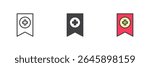 Bookmark icon with a plus sign in line, solid, and filled outline style. Vector color icon set. Bookmark symbol, glyph and color sign. Three style icon pack.