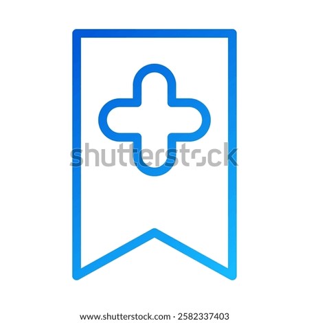 Bookmark Icon with Plus Symbol, Medical Concept