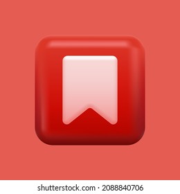 Bookmark Icon. Red Isolated 3D Object. Vector illustration