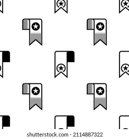 Bookmark Icon Seamless Pattern, Page Mark, Current Page Marker Vector Art Illustration