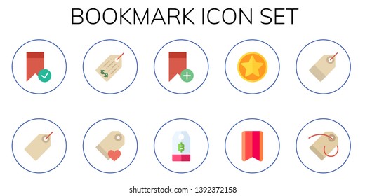 bookmark icon set. 10 flat bookmark icons.  Simple modern icons about  - price tag, favorite