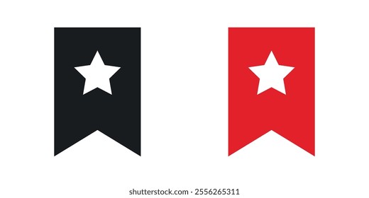 Bookmark icon set in black and colored versions.