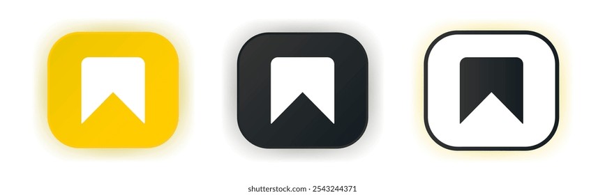 Lesezeichen-Symbolsatz. Design für App-Symbole. Schaltflächenvorlage. Vektorgrafik.