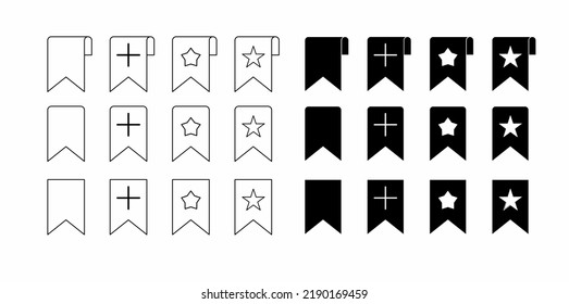 bookmark icon set isolated on white background