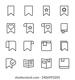 Bookmark icon set isolated on white
