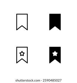 Bookmark icon set. Save, Favourite icon. Star mark icon.