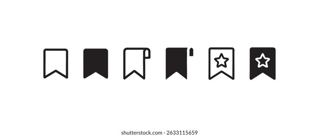 Bookmark icon set for saving and favorites Vector