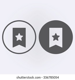 Bookmark icon set with star in circle . Vector illustration