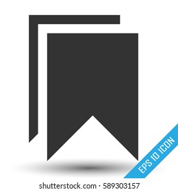 Bookmark icon. Simple flat logo of bookmark on white background. Vector illustration.