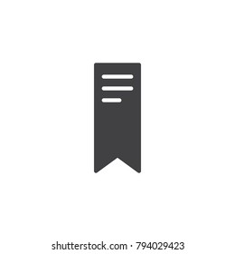 Bookmark icon vector, filled flat sign, solid pictogram isolated on white. Symbol, logo illustration.