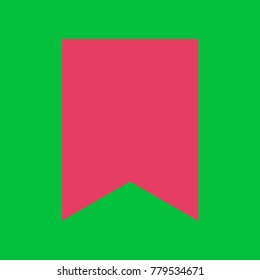 Bookmark icon. Vector. Paradise pink icon on dark pastel green background.