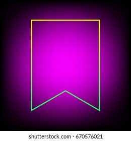 Bookmark icon. Vector. Yellow-green gradient linear icon on magenta light as background
