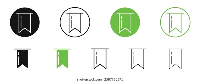 Bookmark icons in black and green colors collection