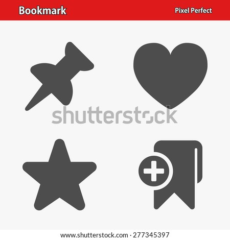 Bookmark Icons. Professional, pixel perfect icons optimized for both large and small resolutions. EPS 8 format. Designed at 32 x 32 pixels.