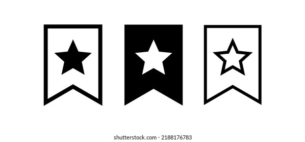 Bookmark icons set. Favorite content symbol. Flag with star for web.