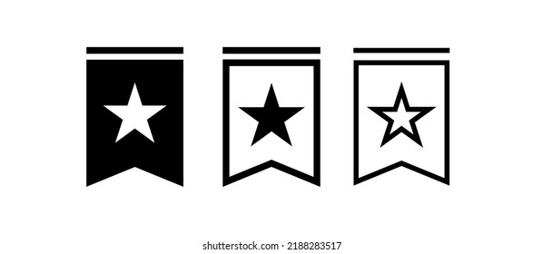 Bookmark icons set. Favorite content symbol. Flag with star for web.