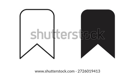 Bookmark icons vector symbol with editable stroke and flat versions