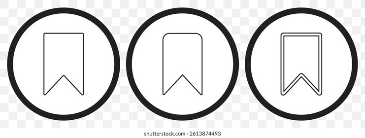 Bookmark icons vectors graphics collection in Stroke on Transparent Background. EPS 10.