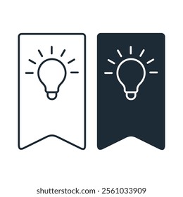 Bookmark with idea. New knowledge. Vector linear icon isolated on white background.