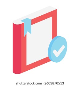 Bookmark isometric 3D icon, mini illustration. use for modern concept, print, UI, UX kit, web and app development. Vector EPS 10, related to learning and education, science