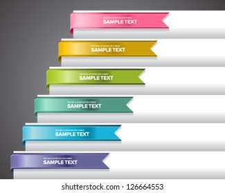 Bookmark labels, stickers or indicators on the edge of a page.
