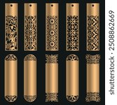 Bookmark Laser Cut, Laser Cut File, Bookmark  Cricut, Cutting Machine Files, Glowforge, Digital Download, Bookmark. Decorative elements with floral ornaments, floral motifs, leaves, flowers, Template