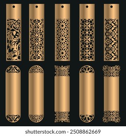 Bookmark Laser Cut, Laser Cut File, Bookmark  Cricut, Cutting Machine Files, Glowforge, Digital Download, Bookmark. Decorative elements with floral ornaments, floral motifs, leaves, flowers, Template