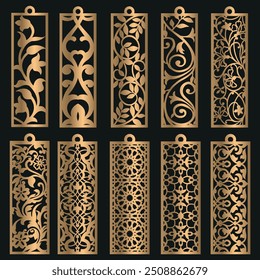 Bookmark Laser Cut, Laser Cut File, Bookmark  Cricut, Cutting Machine Files, Glowforge, Digital Download, Bookmark. Decorative elements with floral ornaments, floral motifs, leaves, flowers, Template