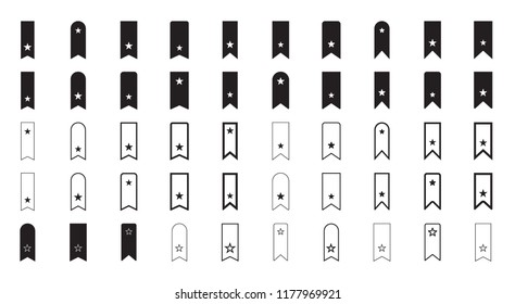 Bookmark line and black icons. Vector big set.