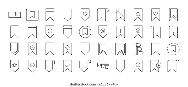 Coleção de Ícones de Linha de Favoritos. Pictograma Linear Minimalista para Web e Design Gráfico, Aplicações, Banners, Rede Social e Cartões