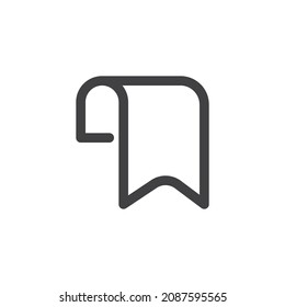 Icono de línea de marcador. signo de estilo lineal para concepto móvil y diseño web. Icono de vector de contorno de marcador de cinta de opciones. Guardar símbolo, ilustración de logotipo. Gráficos vectoriales