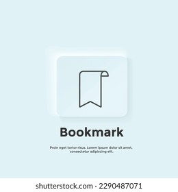 bookmark line icon, Neumorphic style button. Vector UI icon Design. Neumorphism. Vector line icon for Business and Advertising