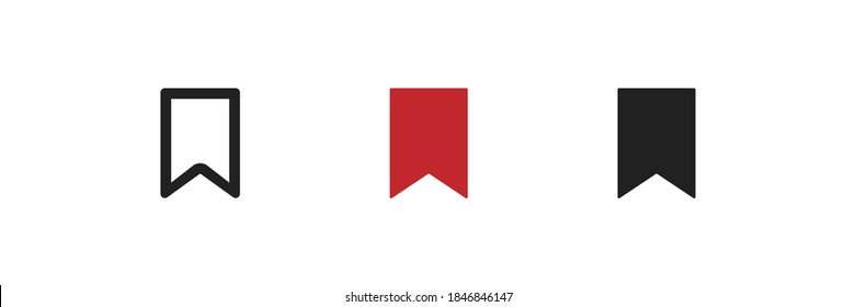 Marcador, conjunto de iconos de línea. Señal de flecha de búsqueda web. Recomendar el concepto de botón de aplicación en estilo plano vectorial.