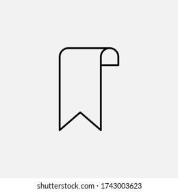 Bookmark line icon. Tag and ribbon, dictionary symbol. logo. Outline design editable stroke. For yuor design. Stock - Vector illustration