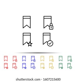 bookmark, lock, star, check sign multi color style icon. Simple thin line, outline vector of web icons for ui and ux, website or mobile application
