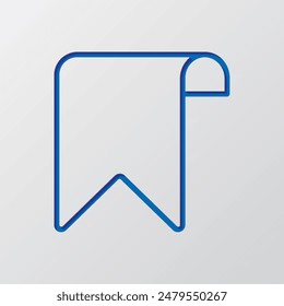 Bookmark logo simple icon vector. Flat design. Paper cut design. Cutted blue symbol with shadow. Gray background.ai